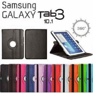 SMART COVER CUSTODIA SIMILPELLE SAMSUNG GALAXY TAB3 10'' GIREVOLE 360° BIANCA