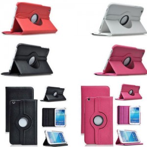 SMART COVER CUSTODIA SIMILPELLE SAMSUNG GALAXY TAB3 8'' GIREVOLE 360° BIANCA