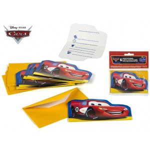 CARS BLOCCO 6 INVITI BIGLIETTI FESTA COMPLEANNO PARTY 