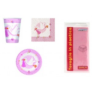 SET FESTA NASCITA BENVENUTA ROSA BIMBA PIATTI BICCHIERI TOVAGLIOLI TOVAGLIA SET FESTA NASCITA BENVENUTA ROSA BIMBA PIATTI BICCHIERI TOVAGLIOLI TOVAGLIA