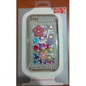 COVER DYAMOND IPHONE 4 4S CON FIORE FUCSIA E SWAROVSKI COVER DYAMOND IPHONE 4 4S CON FIORE FUCSIA E SWAROVSKI