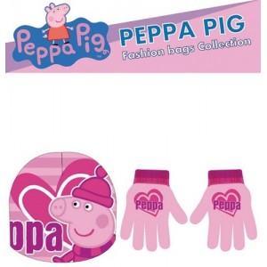PEPPA PIG CAPPELLO E GUANTI PINK ROSA