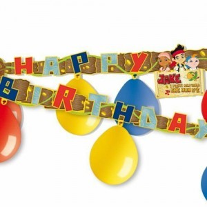 FESTONE CON PALLONCINI COLORATI E SCRITTA HAPPY BIRTHDAY JAKE E I PIRATI  