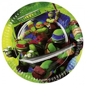 TMNT TARTARUGHE NINJA 8 PIATTI 23 CM COMPLEANNO FESTE PARTY