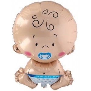 PALLONCINO FOIL BEBE' CELESTE CON CIUCCIO BABY BOY NASCITA BAMBINO