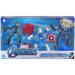 PERSONAGGI BEND AND FLEX TASKMASTER vs. IRON MAN e CAPITAN AMERICA AVENGERS MARVEL