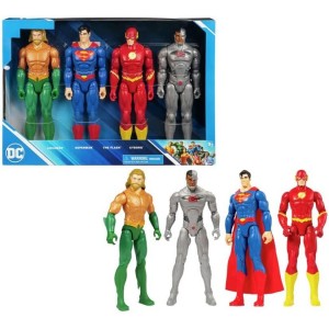 SET 4 PERSONAGGI SBODABILI 30 CM DC COMICS AQUAMAN SUPERMAN FLASH CYBORG