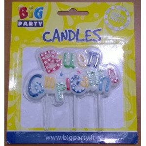 CANDELINA SCRITTA BUON COMPLEANNO COLORATA